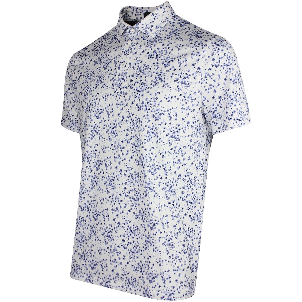 G/FORE Golf Shirt - Floral Print Tech Jersey Polo - Snow SS26