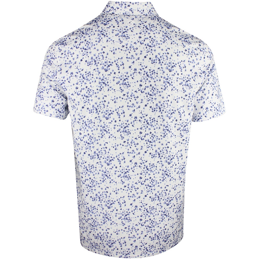 G/FORE Golf Shirt - Floral Print Tech Jersey Polo - Snow SS26
