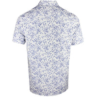 G/FORE Golf Shirt - Floral Print Tech Jersey Polo - Snow SS26