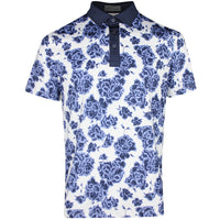 G/FORE Golf Shirt - Floral Print Tech Jersey Polo - Willow SS26