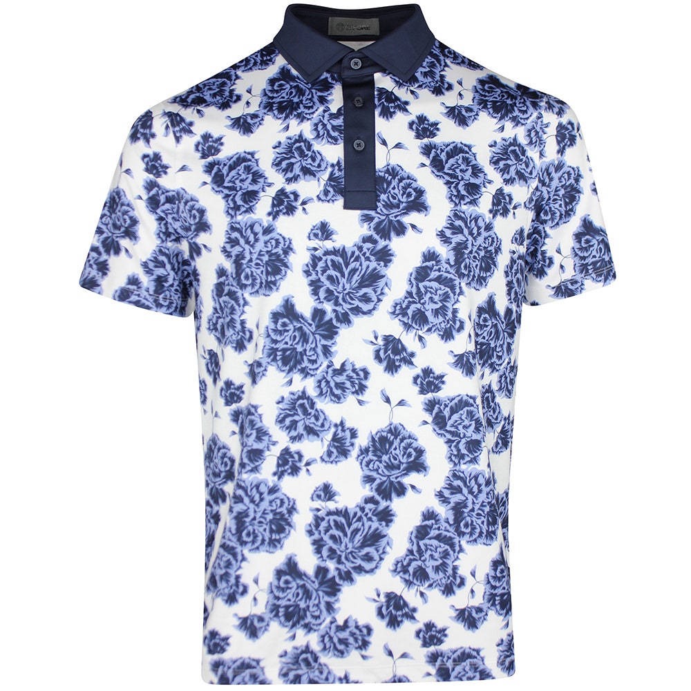 G/FORE Golf Shirt - Floral Print Tech Jersey Polo - Willow SS26