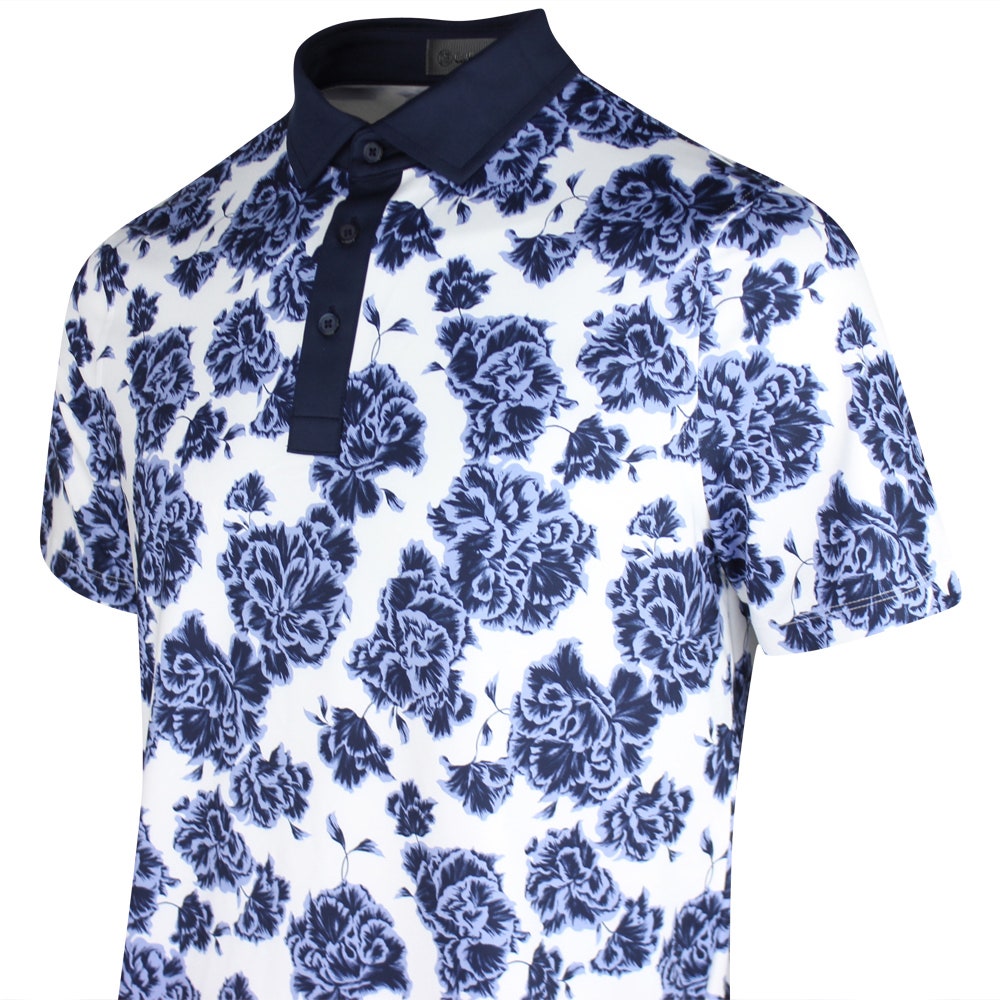 G/FORE Golf Shirt - Floral Print Tech Jersey Polo - Willow SS26