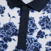 G/FORE Golf Shirt - Floral Print Tech Jersey Polo - Willow SS26