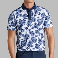 G/FORE Golf Shirt - Floral Print Tech Jersey Polo - Willow SS26