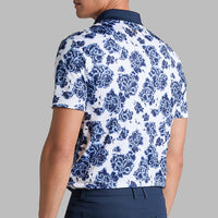 G/FORE Golf Shirt - Floral Print Tech Jersey Polo - Willow SS26