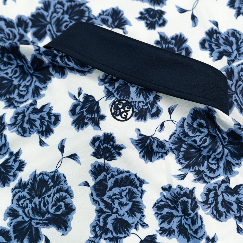 G/FORE Golf Shirt - Floral Print Tech Jersey Polo - Willow SS26