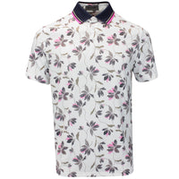 G/FORE Golf Shirt - Floral Tech Jersey Polo - Snow FA25