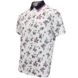 G/FORE Golf Shirt - Floral Tech Jersey Polo - Snow FA25