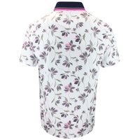 G/FORE Golf Shirt - Floral Tech Jersey Polo - Snow FA25
