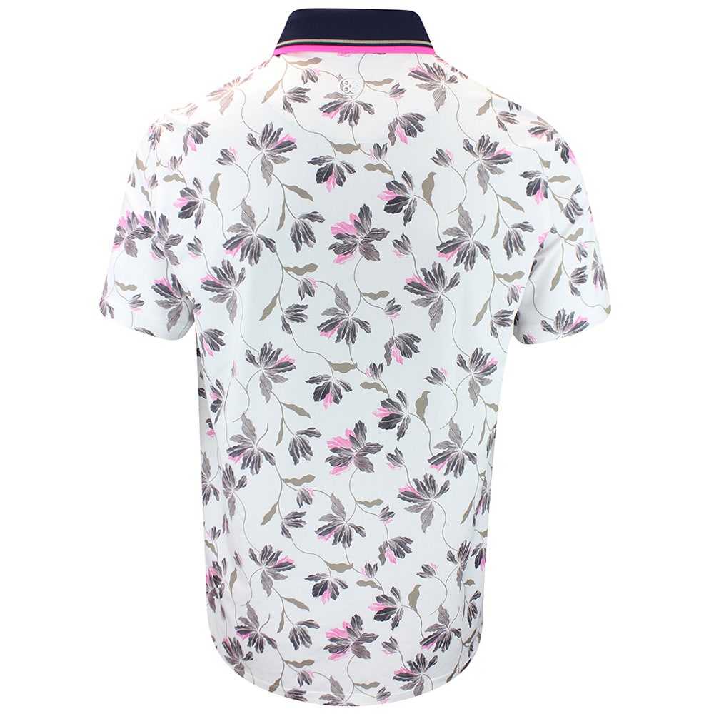 G/FORE Golf Shirt - Floral Tech Jersey Polo - Snow FA25
