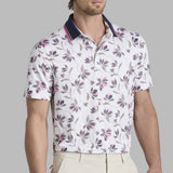 G/FORE Golf Shirt - Floral Tech Jersey Polo - Snow FA25