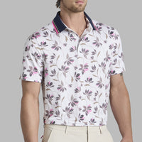 G/FORE Golf Shirt - Floral Tech Jersey Polo - Snow FA25