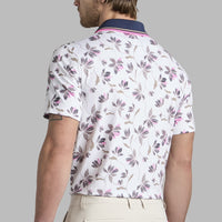 G/FORE Golf Shirt - Floral Tech Jersey Polo - Snow FA25