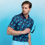 G/FORE Golf Shirt - Floral Tech Jersey Polo - Twilight FA25