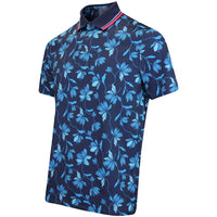 G/FORE Golf Shirt - Floral Tech Jersey Polo - Twilight FA25