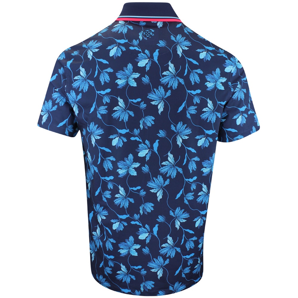 G/FORE Golf Shirt - Floral Tech Jersey Polo - Twilight FA25