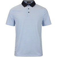 G/FORE Golf Shirt - Herringbone Stripe Tech Jersey - Cerulean AW26