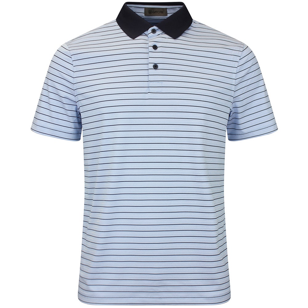 G/FORE Golf Shirt - Herringbone Stripe Tech Jersey - Cerulean AW26