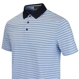 G/FORE Golf Shirt - Herringbone Stripe Tech Jersey - Cerulean AW26