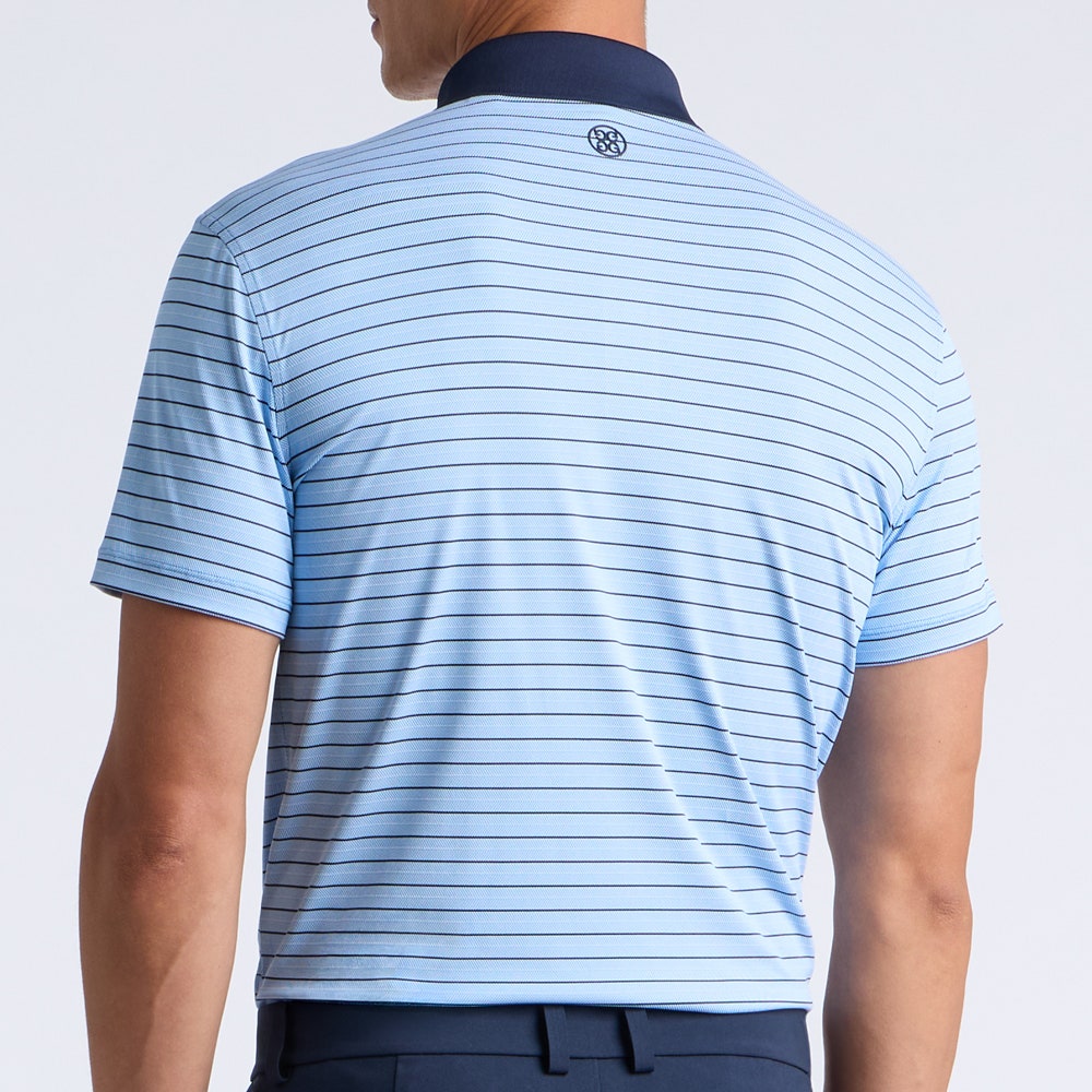 G/FORE Golf Shirt - Herringbone Stripe Tech Jersey - Cerulean AW26