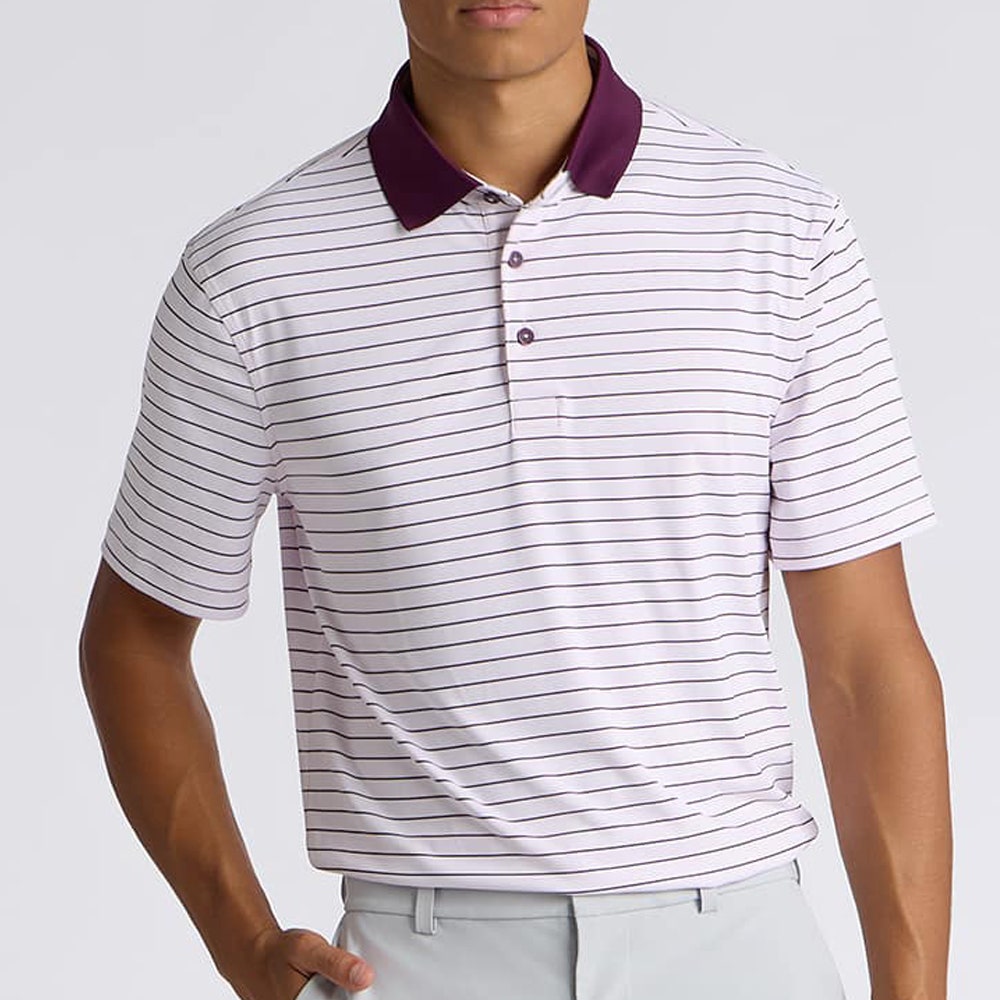 G/FORE Golf Shirt - Herringbone Stripe Tech Jersey - Dark Plum AW26