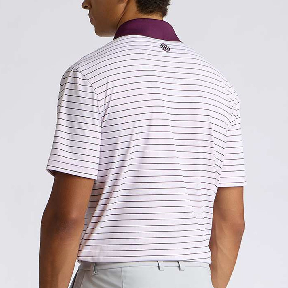 G/FORE Golf Shirt - Herringbone Stripe Tech Jersey - Dark Plum AW26