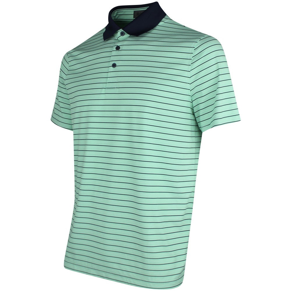 G/FORE Golf Shirt - Herringbone Stripe Tech Jersey Polo - Clover SS26