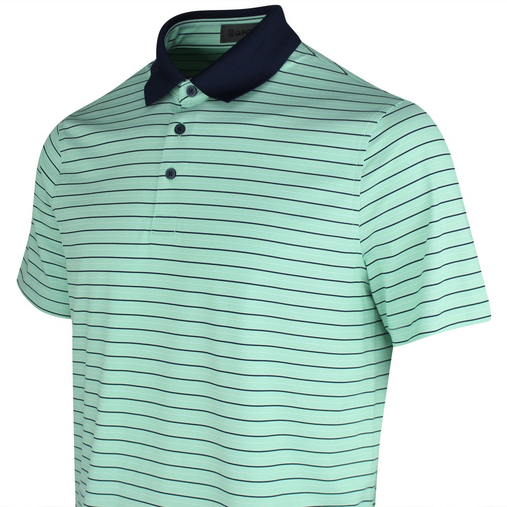 G/FORE Golf Shirt - Herringbone Stripe Tech Jersey Polo - Clover SS26
