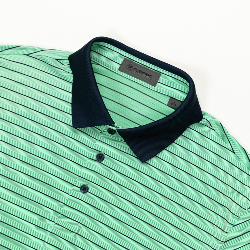 G/FORE Golf Shirt - Herringbone Stripe Tech Jersey Polo - Clover SS26