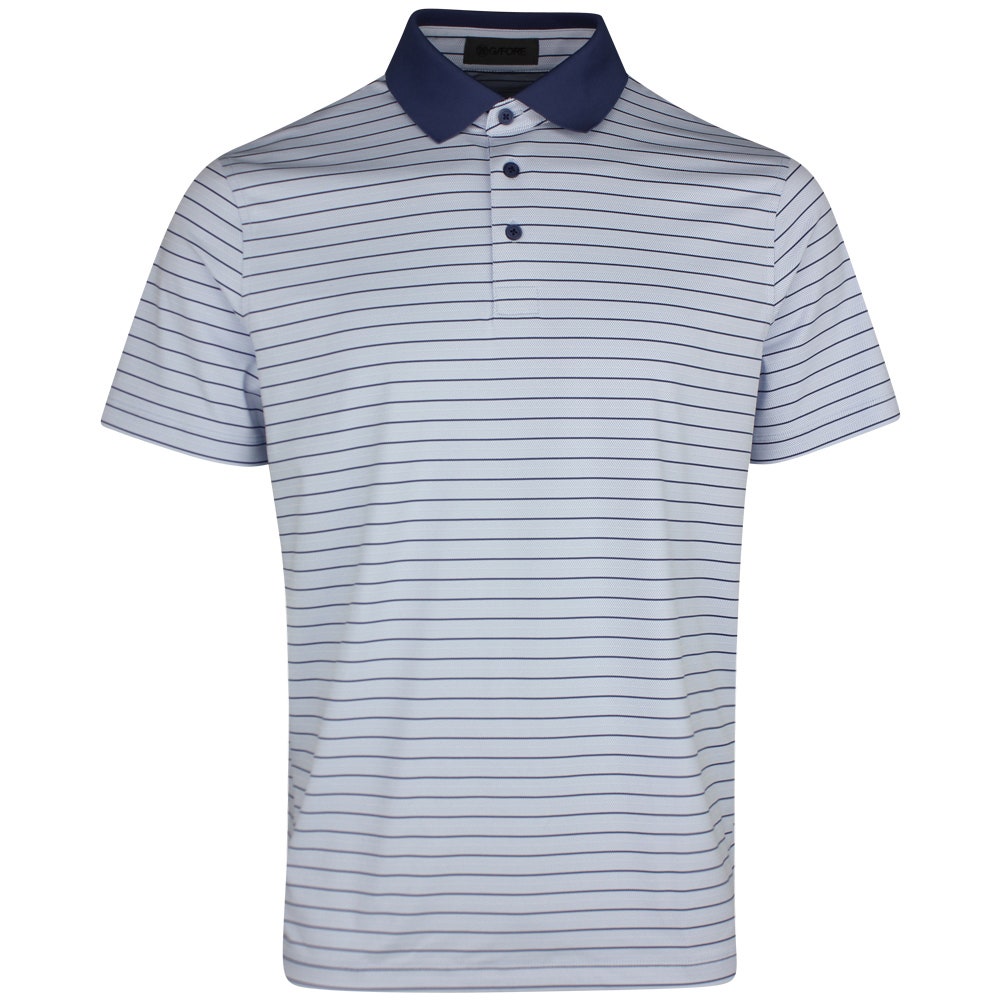 G/FORE Golf Shirt - Herringbone Stripe Tech Jersey Polo - Willow SS26