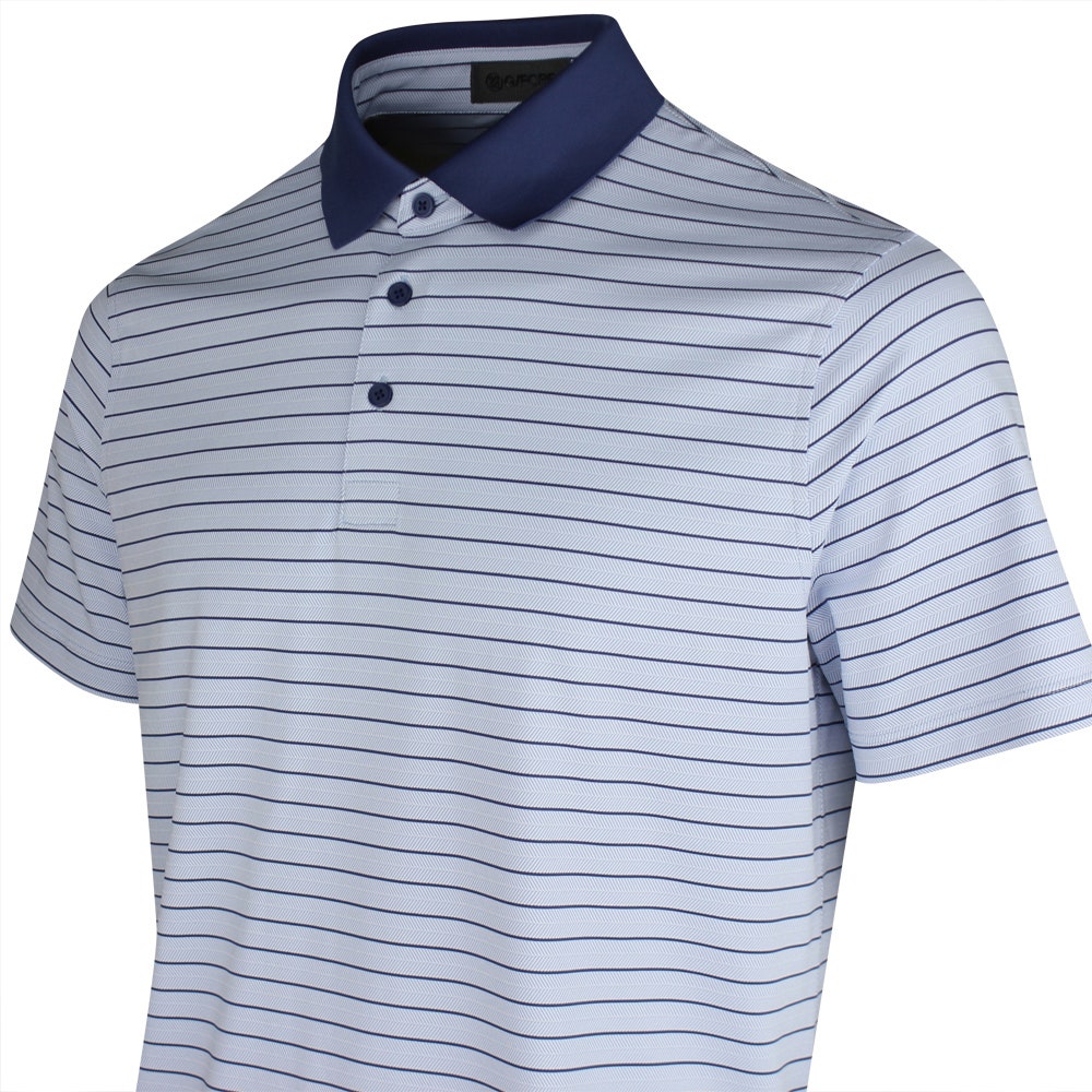 G/FORE Golf Shirt - Herringbone Stripe Tech Jersey Polo - Willow SS26