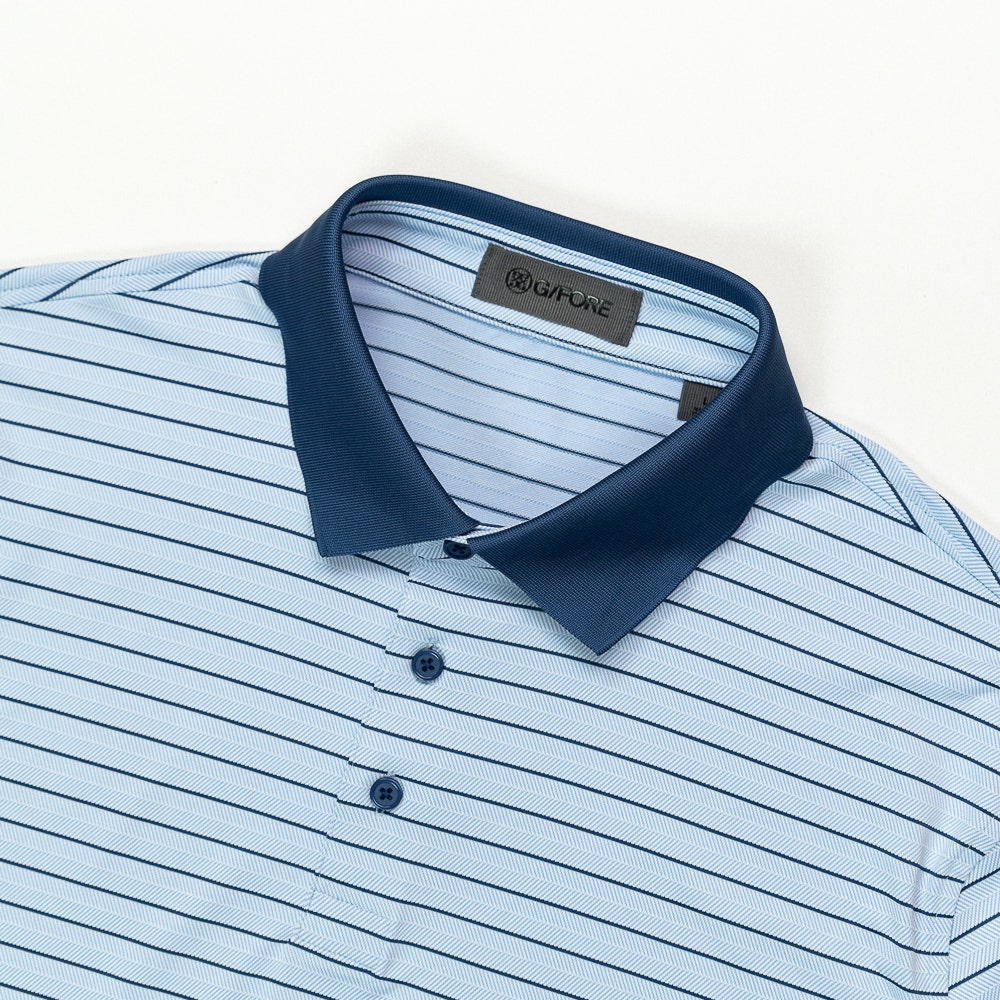 G/FORE Golf Shirt - Herringbone Stripe Tech Jersey Polo - Willow SS26