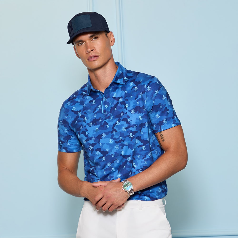 G/FORE Golf Shirt - Icon Camo Tech Jersey Polo - Azul SS26