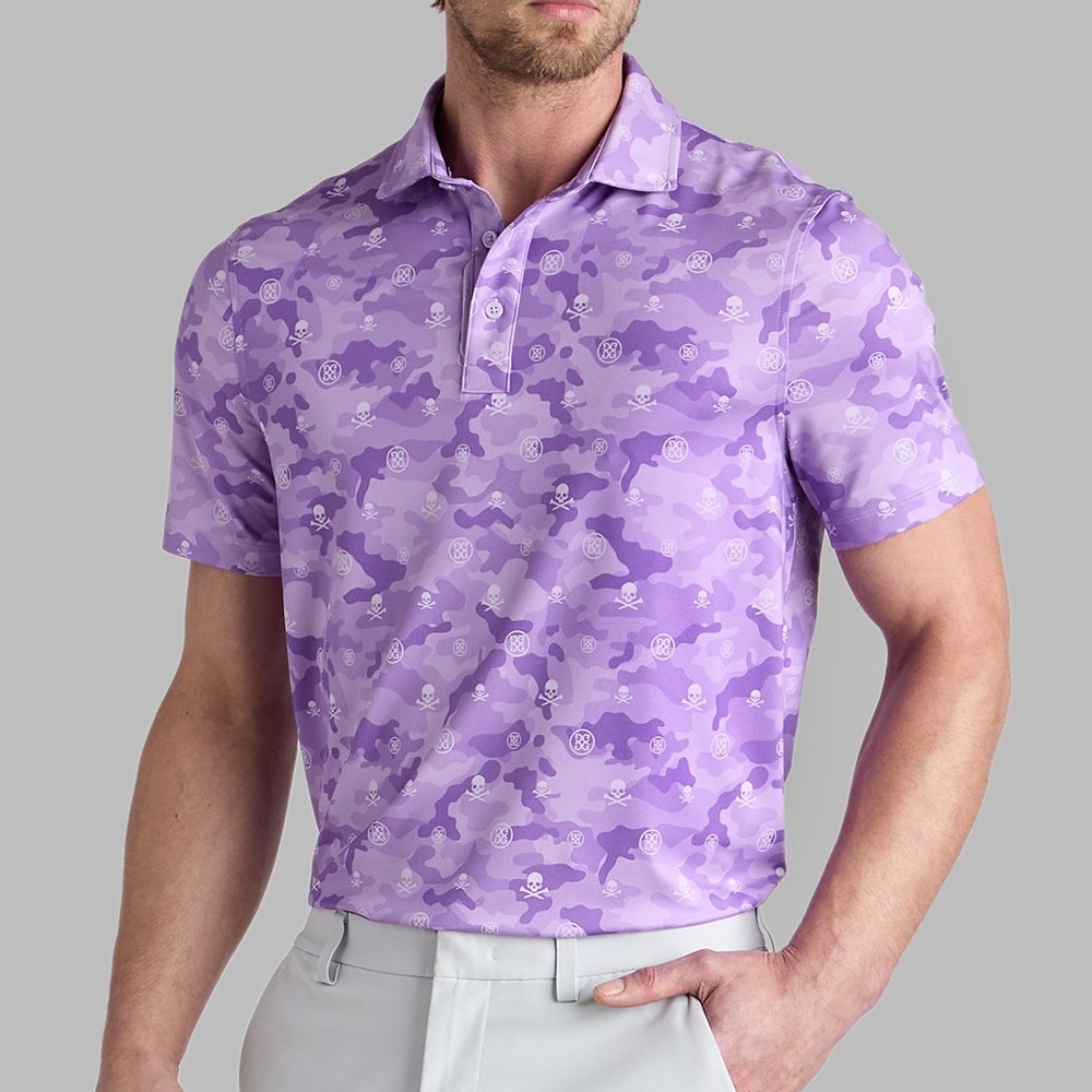 G/FORE Golf Shirt - Icon Camo Tech Jersey Polo - Iris FA25