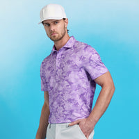G/FORE Golf Shirt - Icon Camo Tech Jersey Polo - Iris FA25