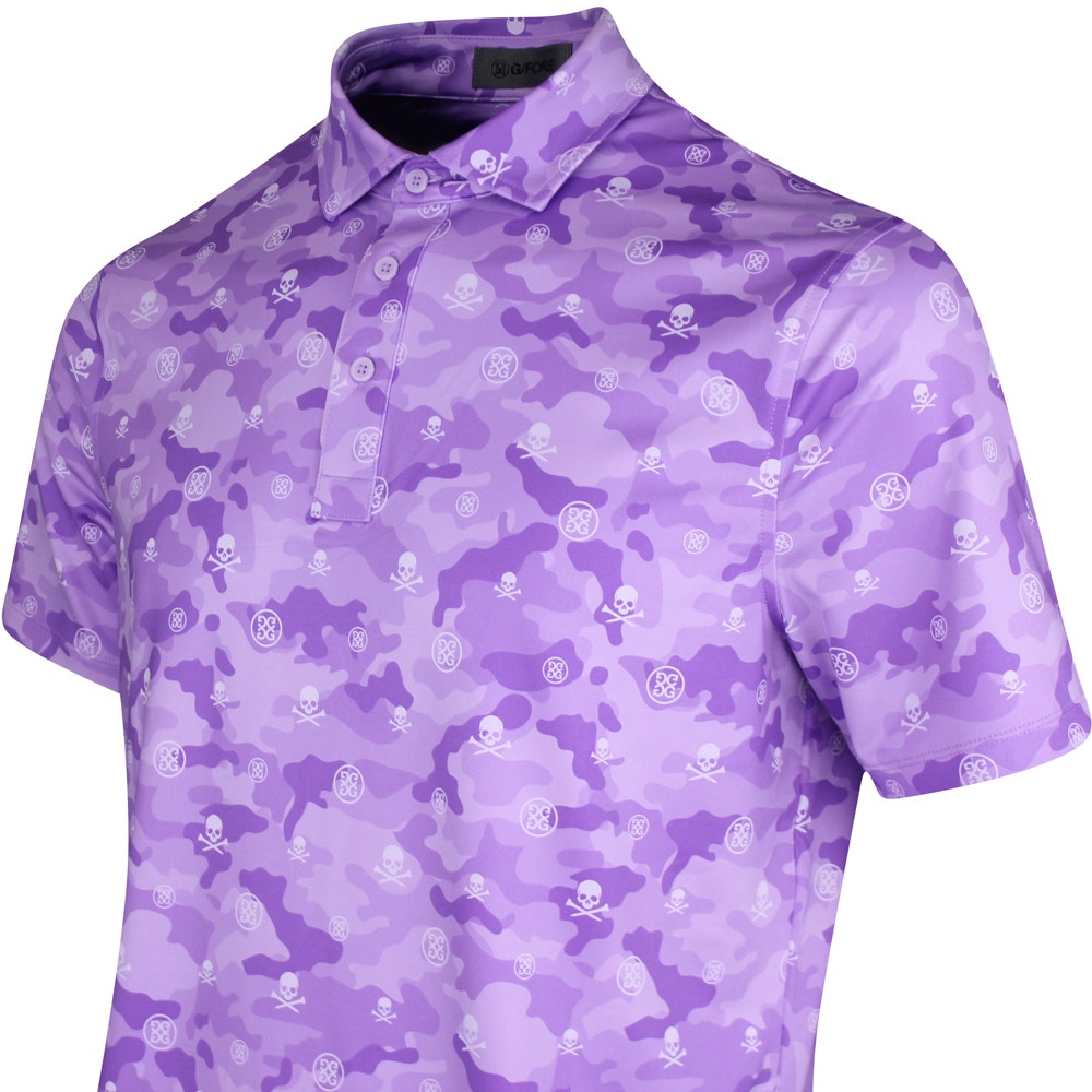 G/FORE Golf Shirt - Icon Camo Tech Jersey Polo - Iris FA25