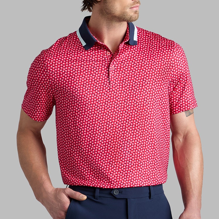 G/FORE Golf Shirt - Three G'S Tech Jersey Polo - Lava FA25