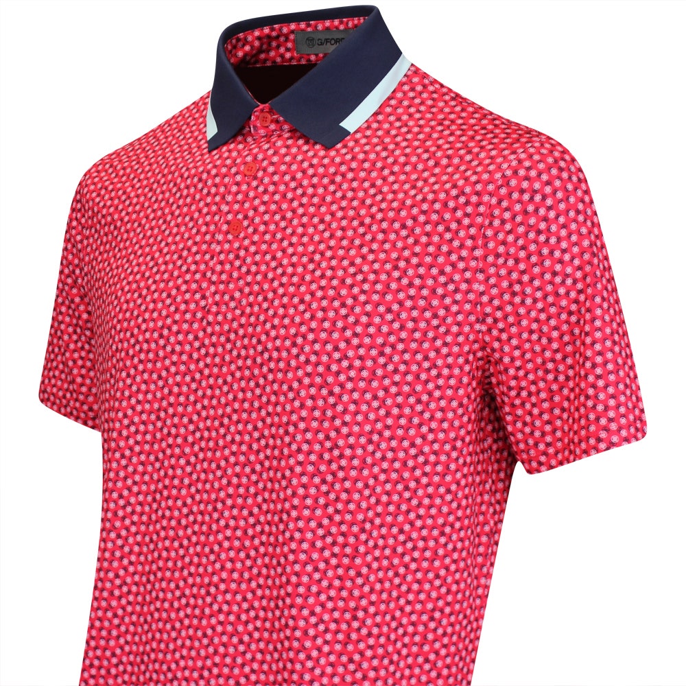G/FORE Golf Shirt - Three G'S Tech Jersey Polo - Lava FA25