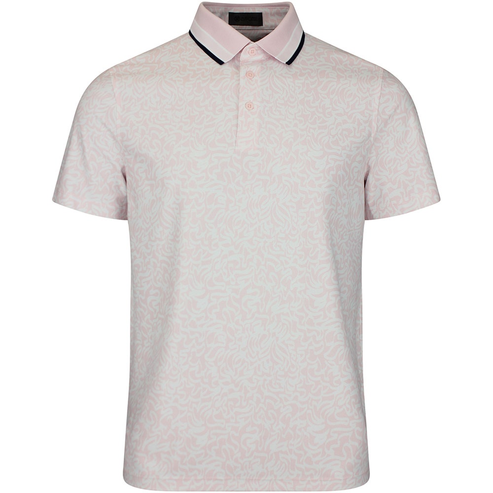 G/FORE Golf Shirt - White Board Print Tech Jersey Polo - Blush SS26
