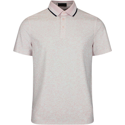 G/FORE Golf Shirt - White Board Print Tech Jersey Polo - Blush SS26