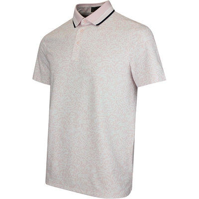 G/FORE Golf Shirt - White Board Print Tech Jersey Polo - Blush SS26