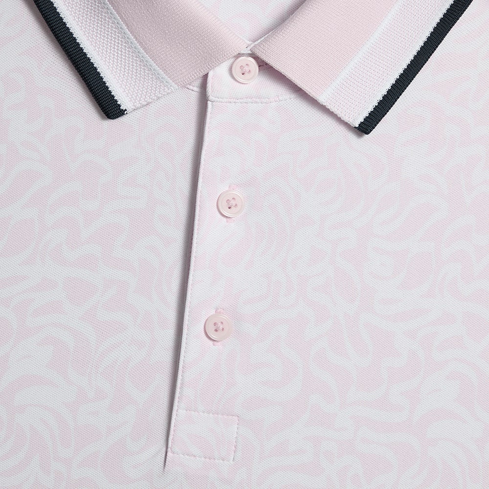 G/FORE Golf Shirt - White Board Print Tech Jersey Polo - Blush SS26