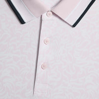 G/FORE Golf Shirt - White Board Print Tech Jersey Polo - Blush SS26