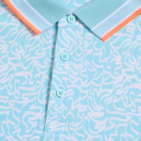 G/FORE Golf Shirt - White Board Print Tech Jersey Polo - Cenote SS26