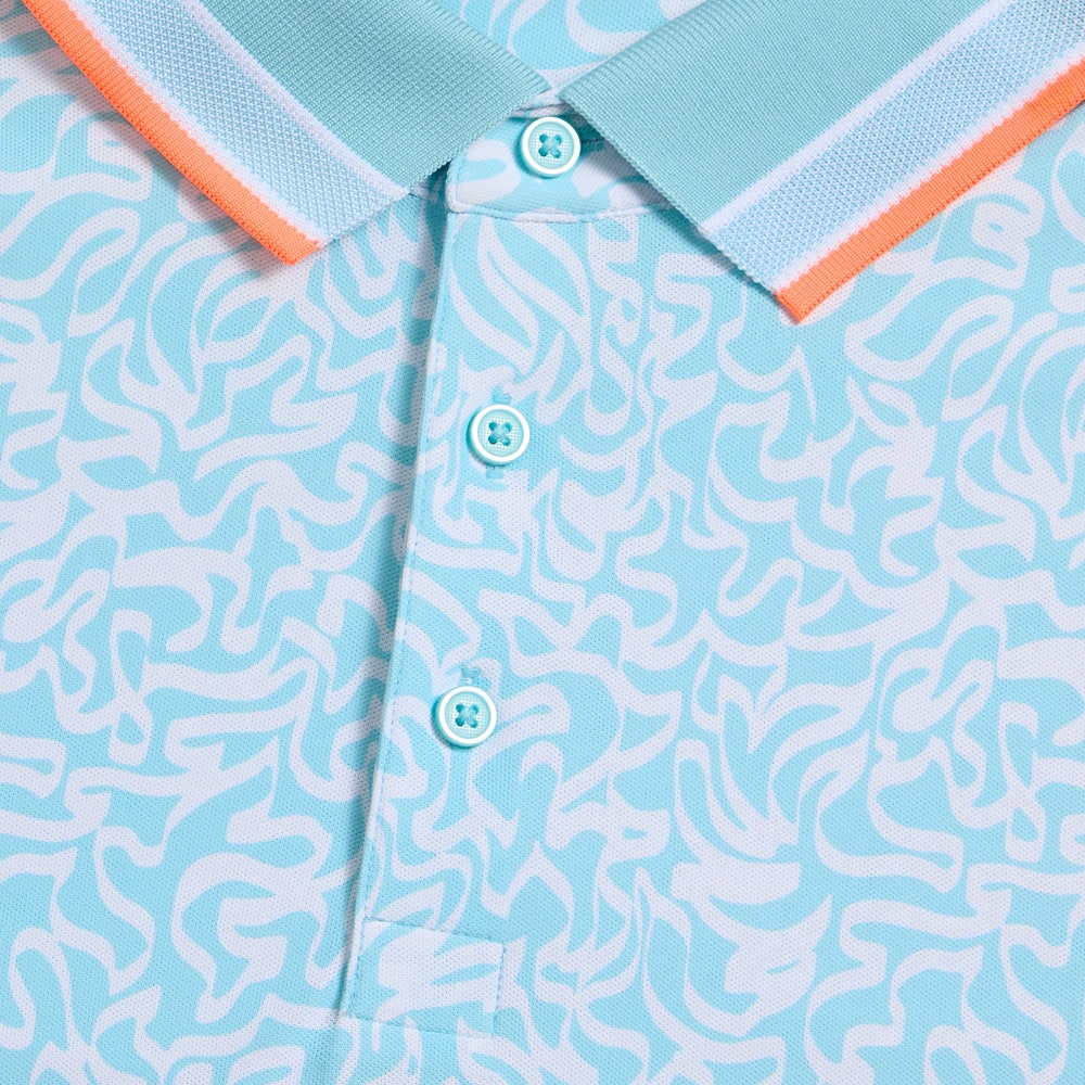 G/FORE Golf Shirt - White Board Print Tech Jersey Polo - Cenote SS26