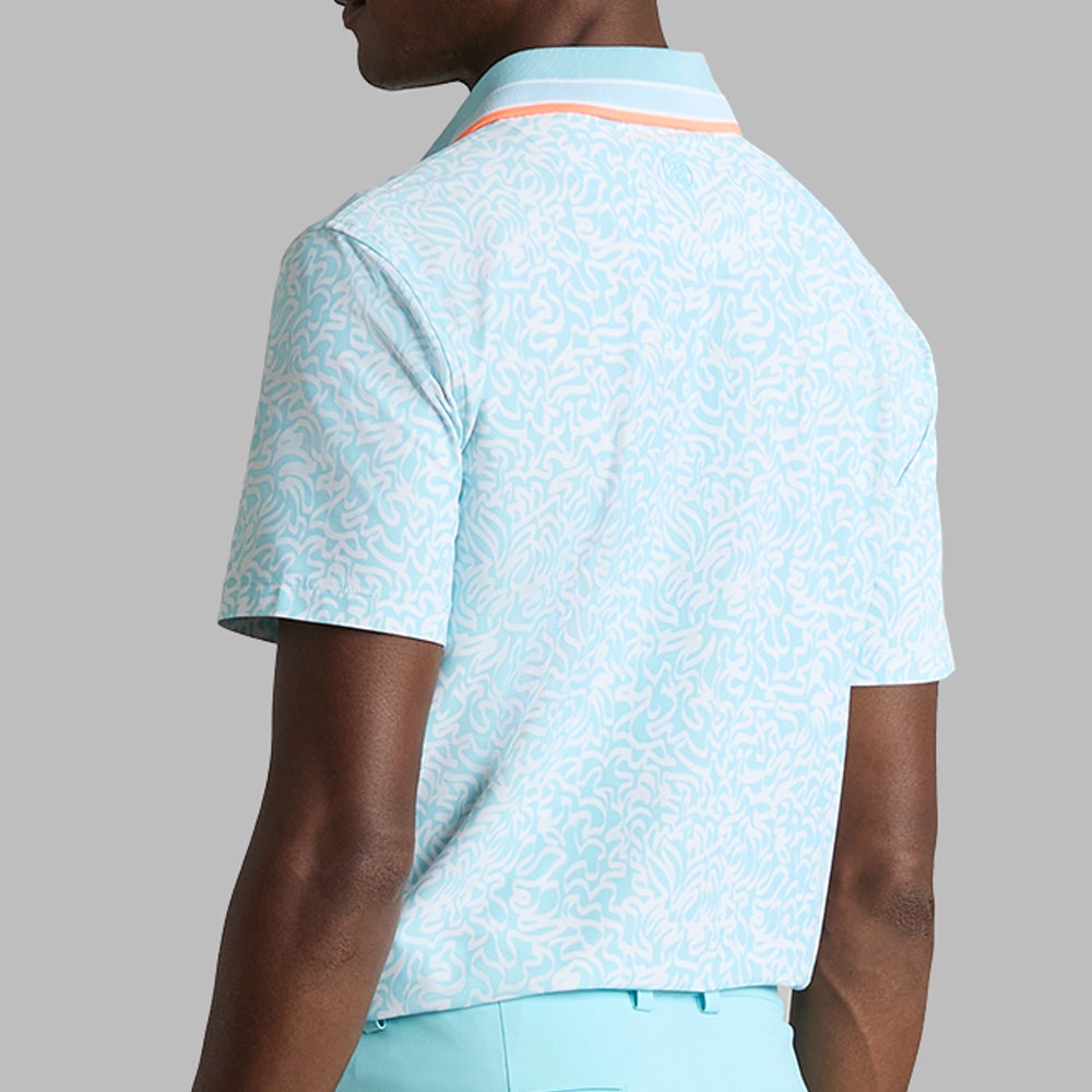 G/FORE Golf Shirt - White Board Print Tech Jersey Polo - Cenote SS26
