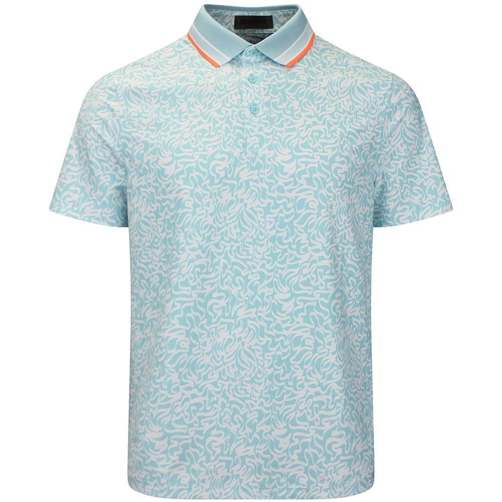 G/FORE Golf Shirt - White Board Print Tech Jersey Polo - Cenote SS26