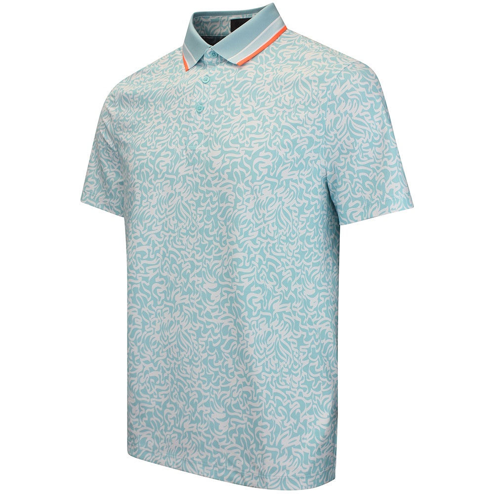 G/FORE Golf Shirt - White Board Print Tech Jersey Polo - Cenote SS26