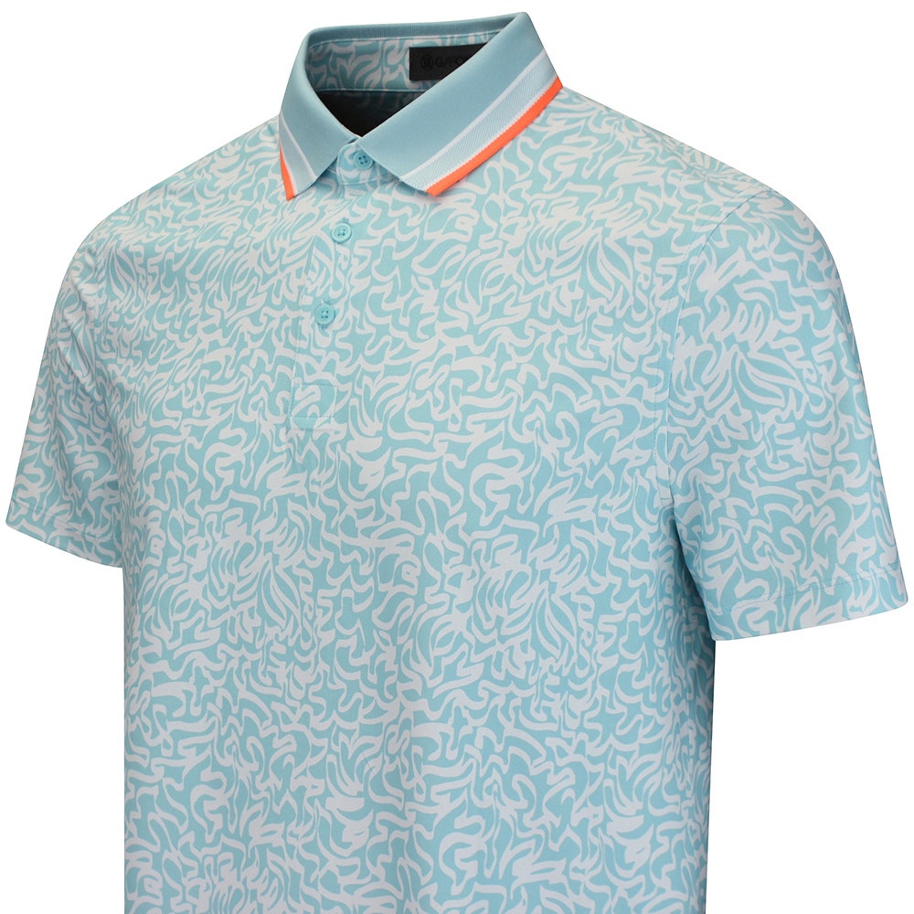 G/FORE Golf Shirt - White Board Print Tech Jersey Polo - Cenote SS26