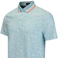 G/FORE Golf Shirt - White Board Print Tech Jersey Polo - Cenote SS26
